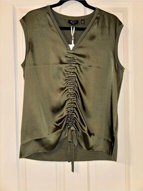 Ted Baker Ruched Front Detail Knitted Top Green Large